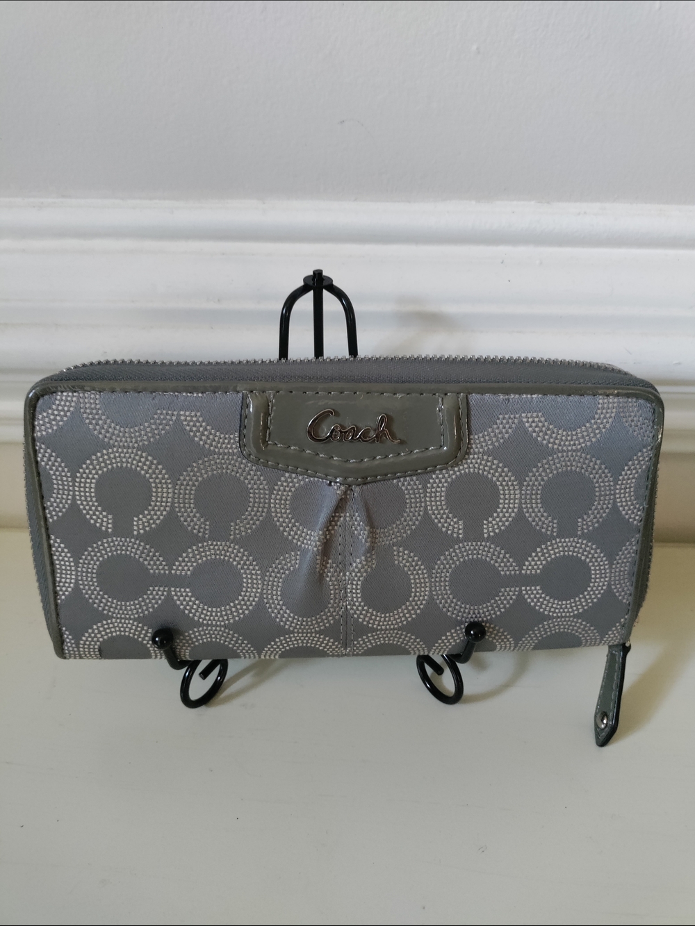 Coach Gray Signature Zip Wallet